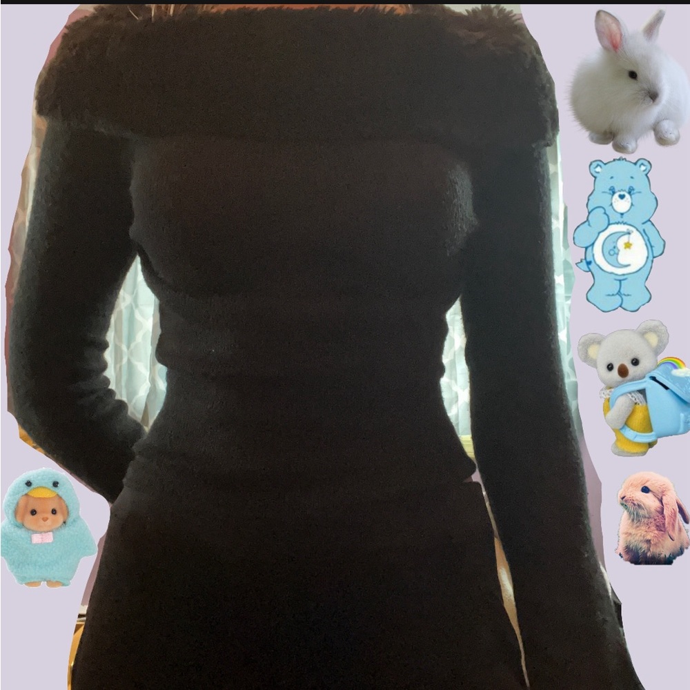 Vintage 90s/2000s Faux Fur Fold Over Sweater 💕❤️💕